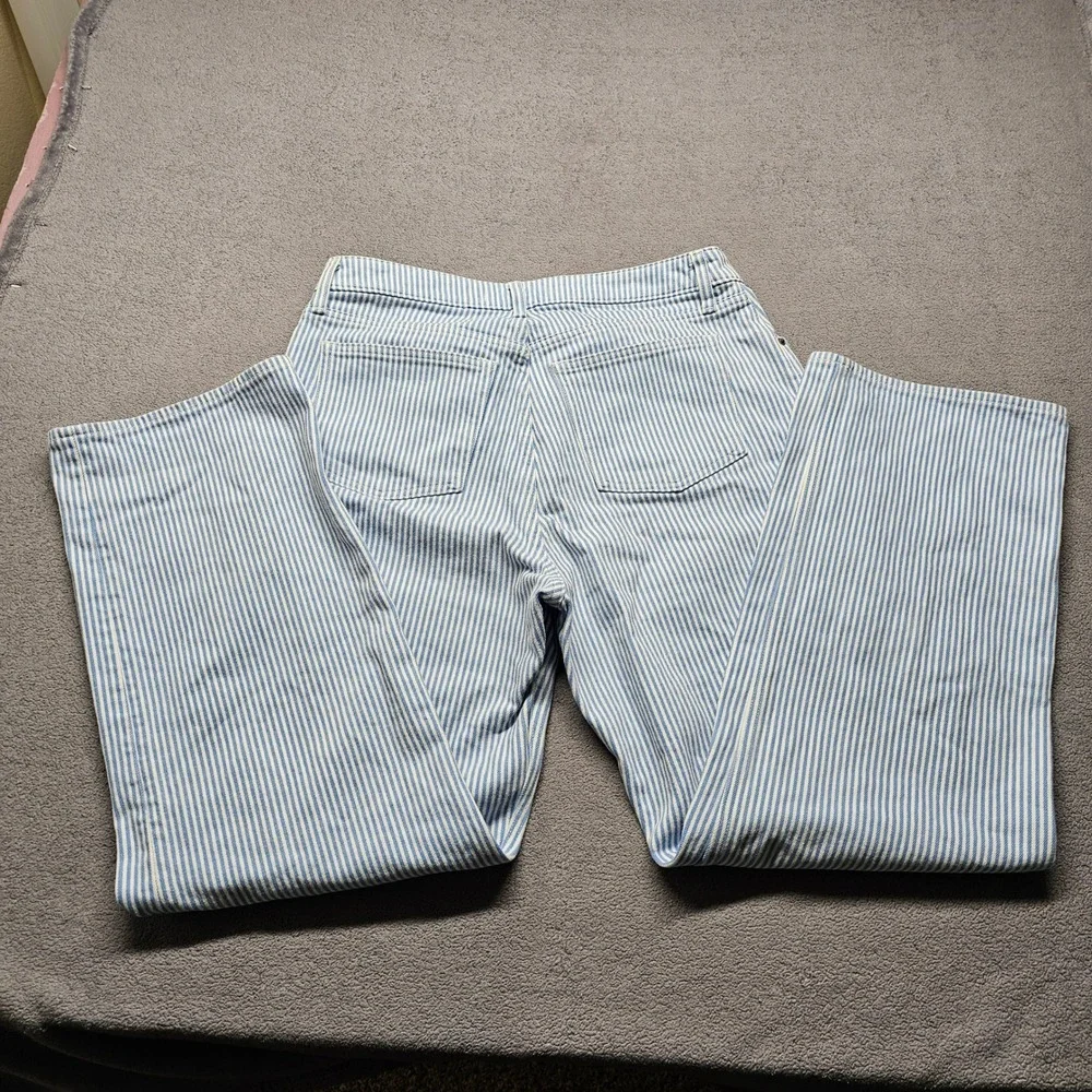 Abercrombie & Fitch 90s Relaxed Jean Womens 32 14R Blue White Striped Curve Love